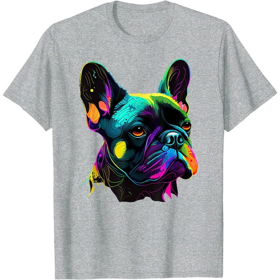 French Bulldog Pop Art Cute Softstyle Unisex T-Shirt,Sport Grey Color,Size 4XL