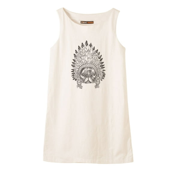 French Bulldog Printed Vintage 100% Cotton Linen Mini Shift Dress WDS_01 10