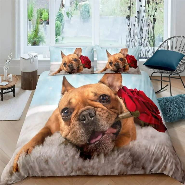 French Bulldog Printing Children Kids Bedding Sets Polyester Duvet Cover Pillowcase King Size Cute Pet Puppy Quilt Cover Walmart