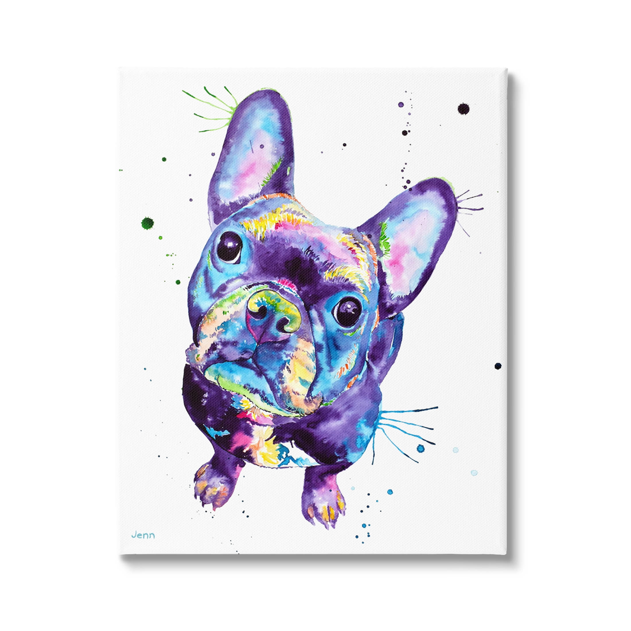 French Bulldog Purple Hued Dog Animals & Insects Graphic Art Gallery Wrapped Canvas Print Wall Art