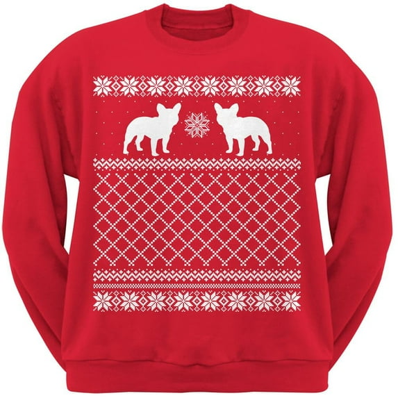 French Bulldog Red Adult Ugly Christmas Sweater Crew Neck Sweatshirt