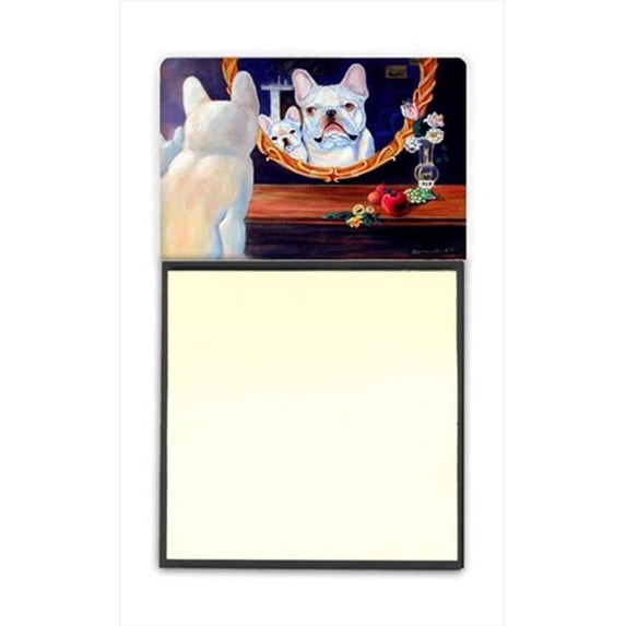 French Bulldog Refiillable Sticky Note Holder or Postit Note Dispenser, 3 x 3 In.