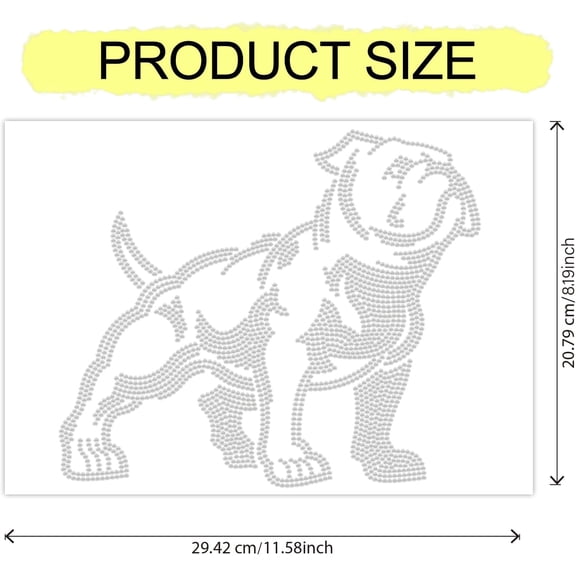 French Bulldog Rhinestone Iron on Hotfix Rhinestone Bully Dog Transfer Applique Puppy Pet Animal Heat Transfer Decal Bling Patch Clothing Repair Applique for T-Shirts Bag Shoes Hat Decor