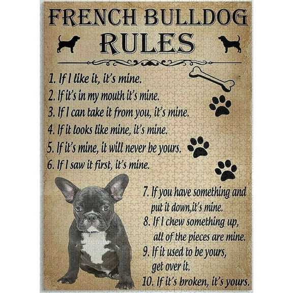 French Bulldog Rules 500 Piece Jigsaw Puzzle Challenging Fun Puzzle Family Educational Game Toys Activities Gift