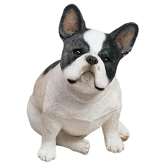 French Bulldog Sculpture, Brindle Sitting Dog Figurine - Hand-Cast Animal Statue