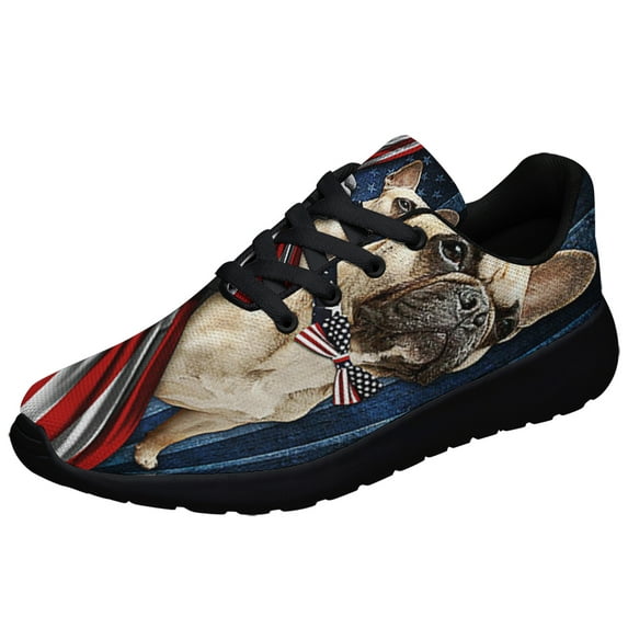 French Bulldog Shoes Sneakers Black Size 12