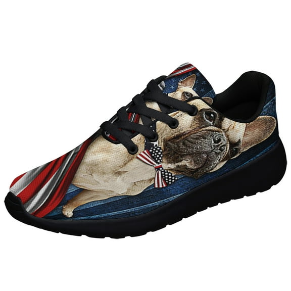 French Bulldog Shoes Sneakers Black Size 3.5