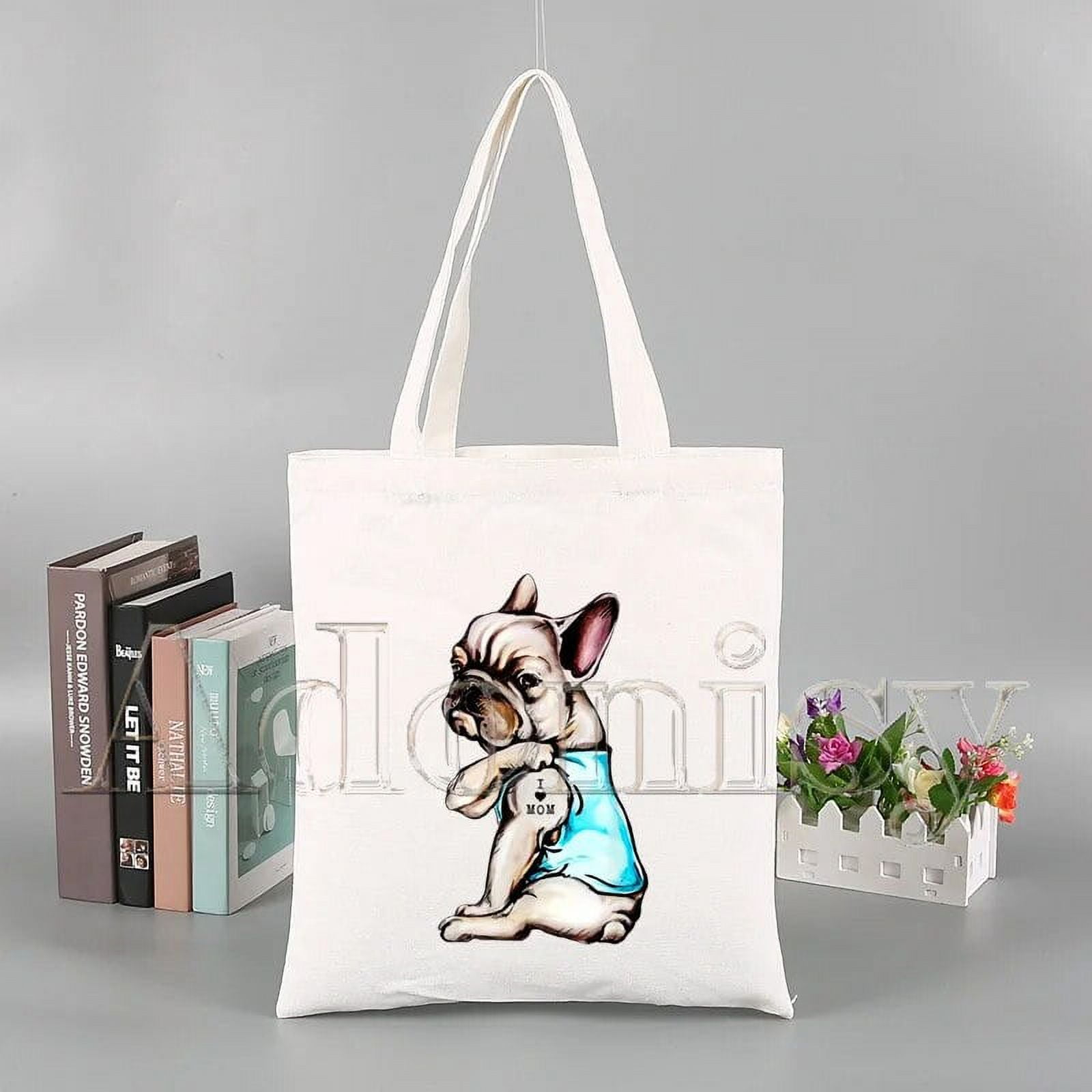 French Bulldog Beach Tote Bag - Natural Canvas, Reusable Shopping Bag, 2 Sizes, Durable & Washable - View #7