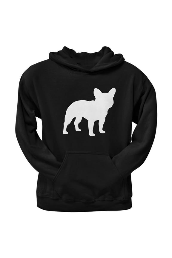 French Bulldog Silhouette Black Adult Hoodie