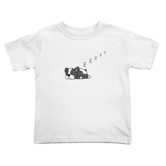 French Bulldog Sleeping Funny Toddler T Shirts for Boys Girls (White, Youth L)