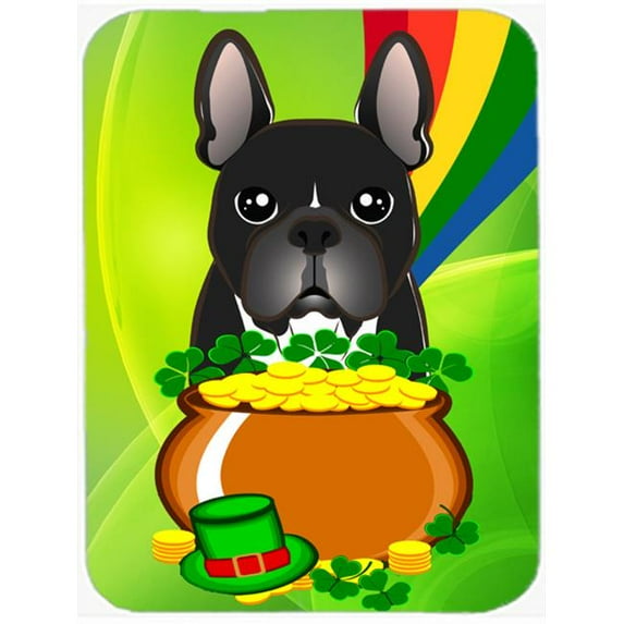 French Bulldog St. Patricks Day Glass Cutting Board- Large