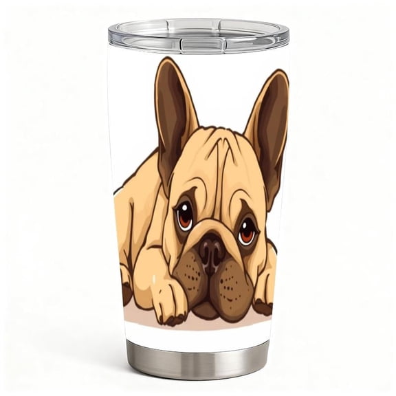 French Bulldog Stainless Steel Insulated Tumbler with Lid, Cute Dog Cartoon Design