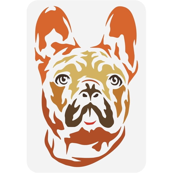 French Bulldog Stencil 8.3x11.7inch Reusable Bulldog Head Pattern Drawing Template DIY Art Pet Dog Decoration Stencil Animal Stencil for Painting on Wood Wall Paper and Furniture colorful