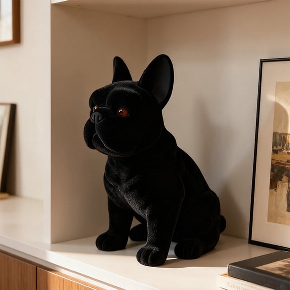 French Bulldog Stuffed Animal,Cute Dog Statue Collectible Figurines,Soft & Cuddly Frenchie Plush Toy Realistic Small Dog Plush,Cute Bulldog Gift for Dog Lovers & Home Decor