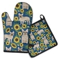 thumbnail image 1 of French Bulldog Sunflowers Floral Kitchen Oven Mitt and Pot Holder Sets 2 Pcs for Baking, Cooking and Grilling, Heat Resistant Up To 392 °F, 1 of 7