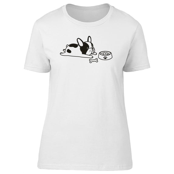 French Bulldog Tired Of Eating T-Shirt Women -Image by Shutterstock, Female Small