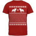 thumbnail image 1 of French Bulldog Ugly Christmas Sweater Red Adult T-Shirt, 1 of 1