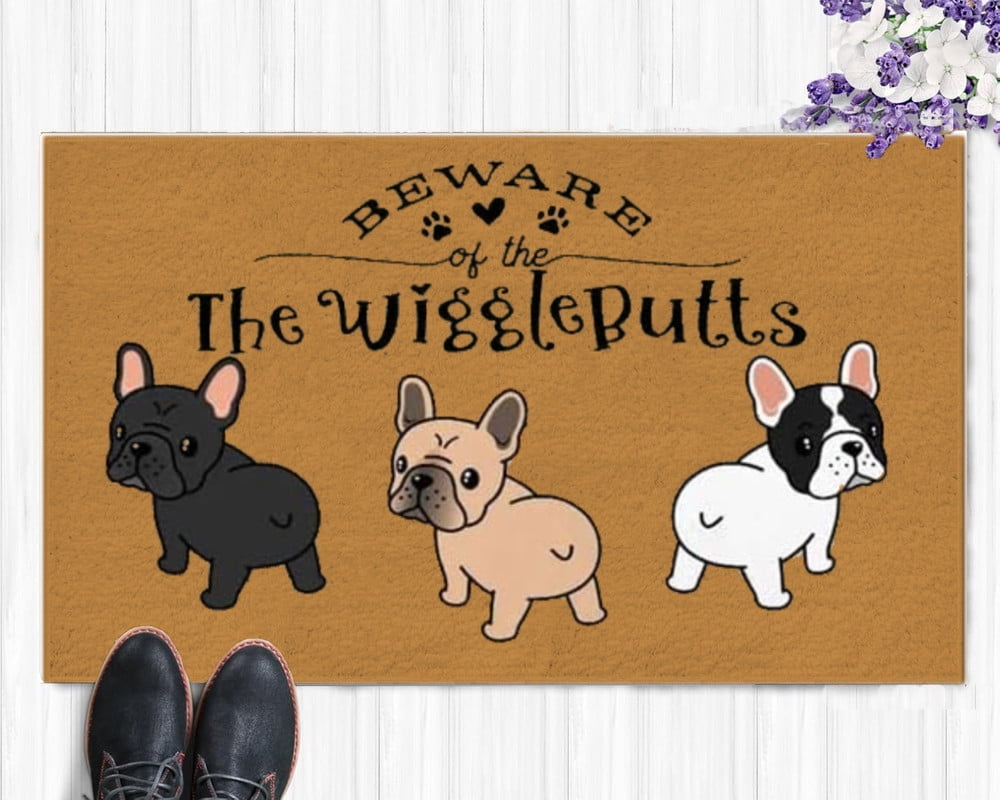 French Bulldog Welcome Mat For Front Door Outdoor Entry Frenchie Wiggle ...