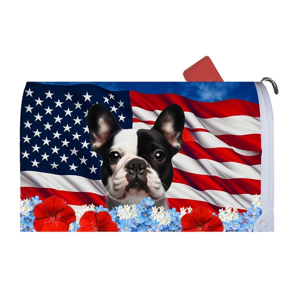 French Bulldog White/Black - Best of Breed Summer Flowers Dog Breed Mail Box Cover