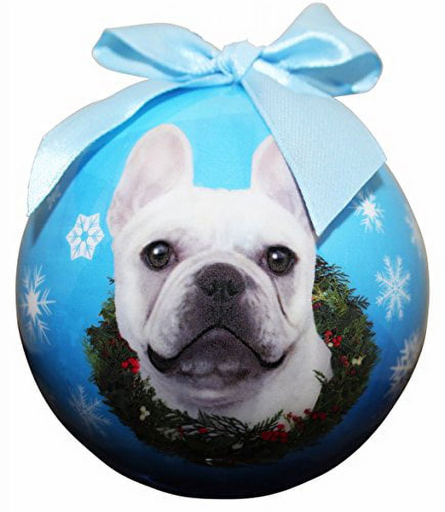 Shatterproof Blue French Bulldog Christmas Ornament Ball
