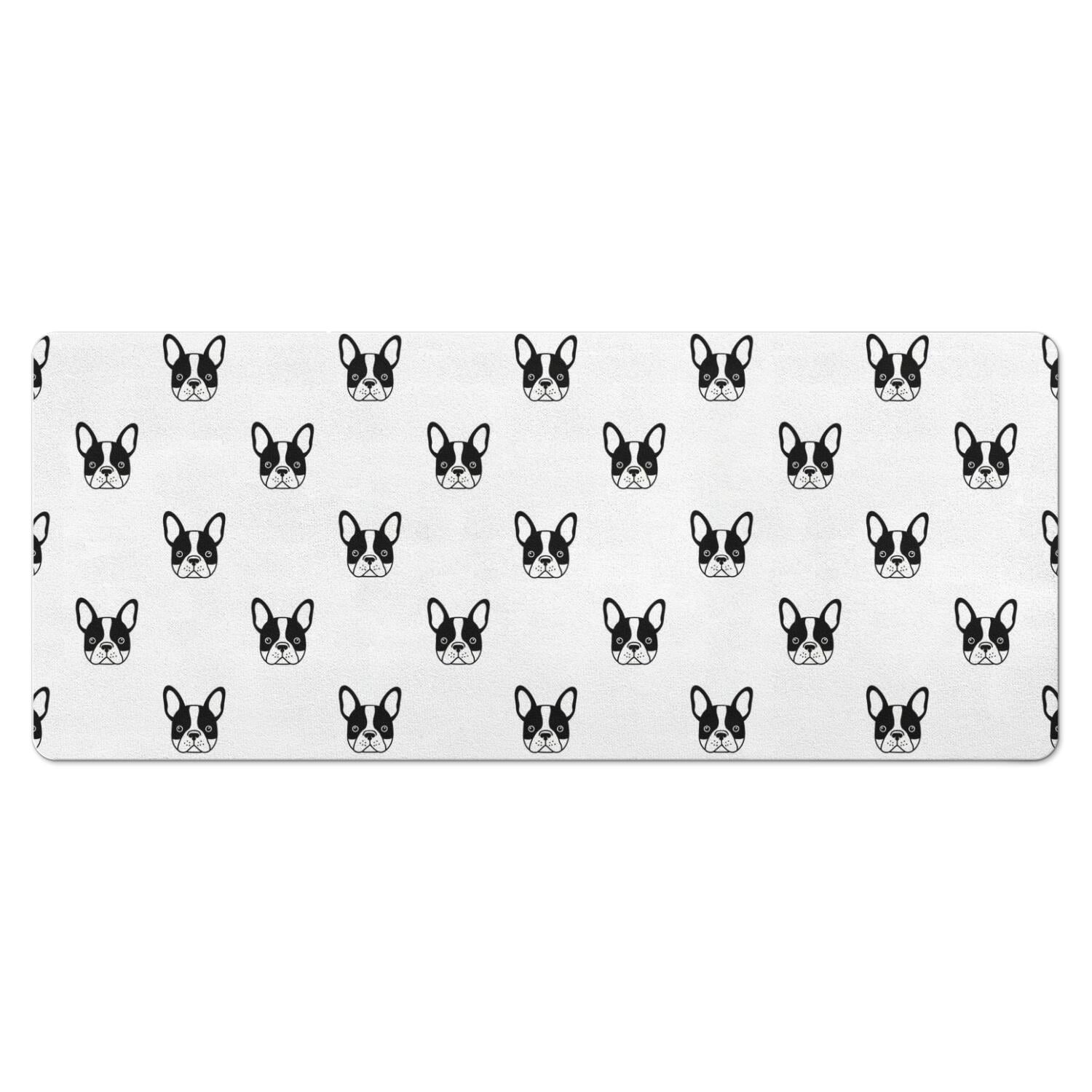 French Bulldog White Pattern Diatomite Bath Mat, Shower Floor Mat with ...