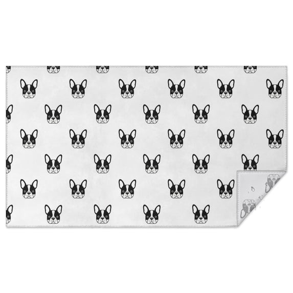 Table Menu App French Bulldog White Pattern Waterproof Tablecloth, Rectangular ...