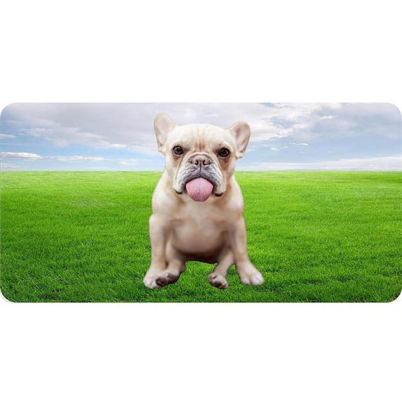 French Bulldog With Tongue Out Photo License Plate