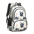 thumbnail image 1 of French Bulldog and Anchor Cream Backpack for School, Cute School Bag with Adjustable Shoulder Straps and Padded Back, 16.9"x12.6"x5.9", 1 of 2