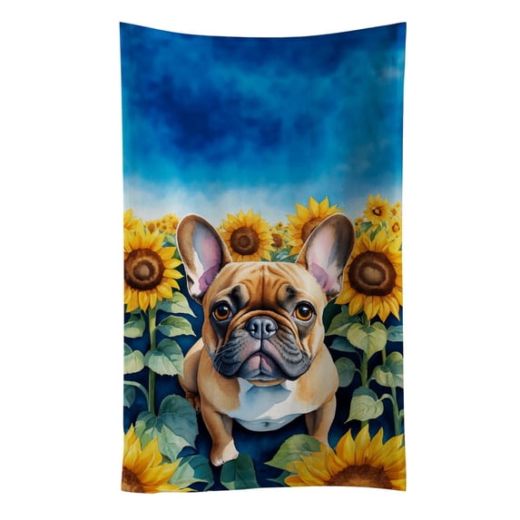 French Bulldog in Sunflowers Kitchen Towel 15 in x 25 in