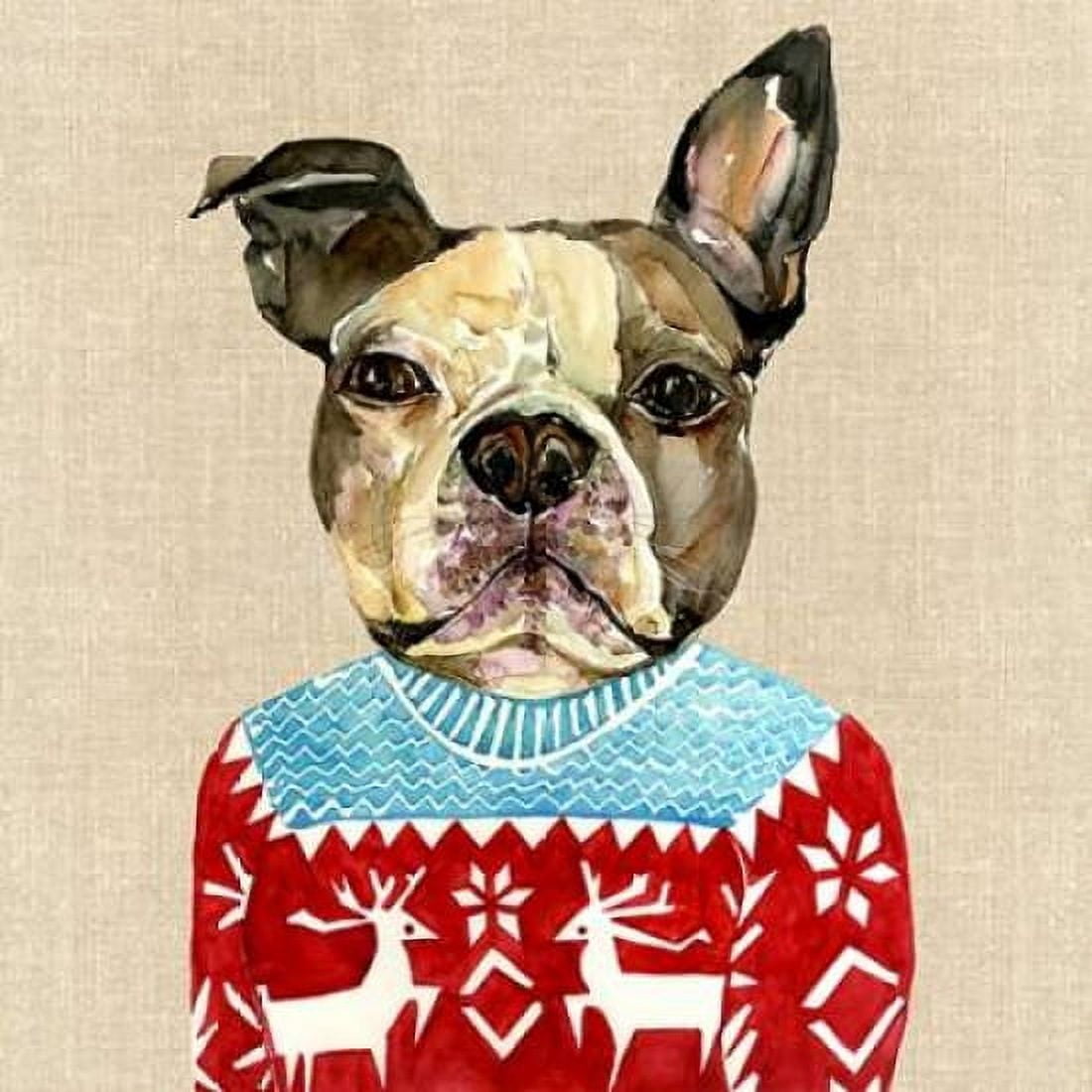 French Bulldog in a Red Sweater Canvas Art - Jin Jing (24 x 24)