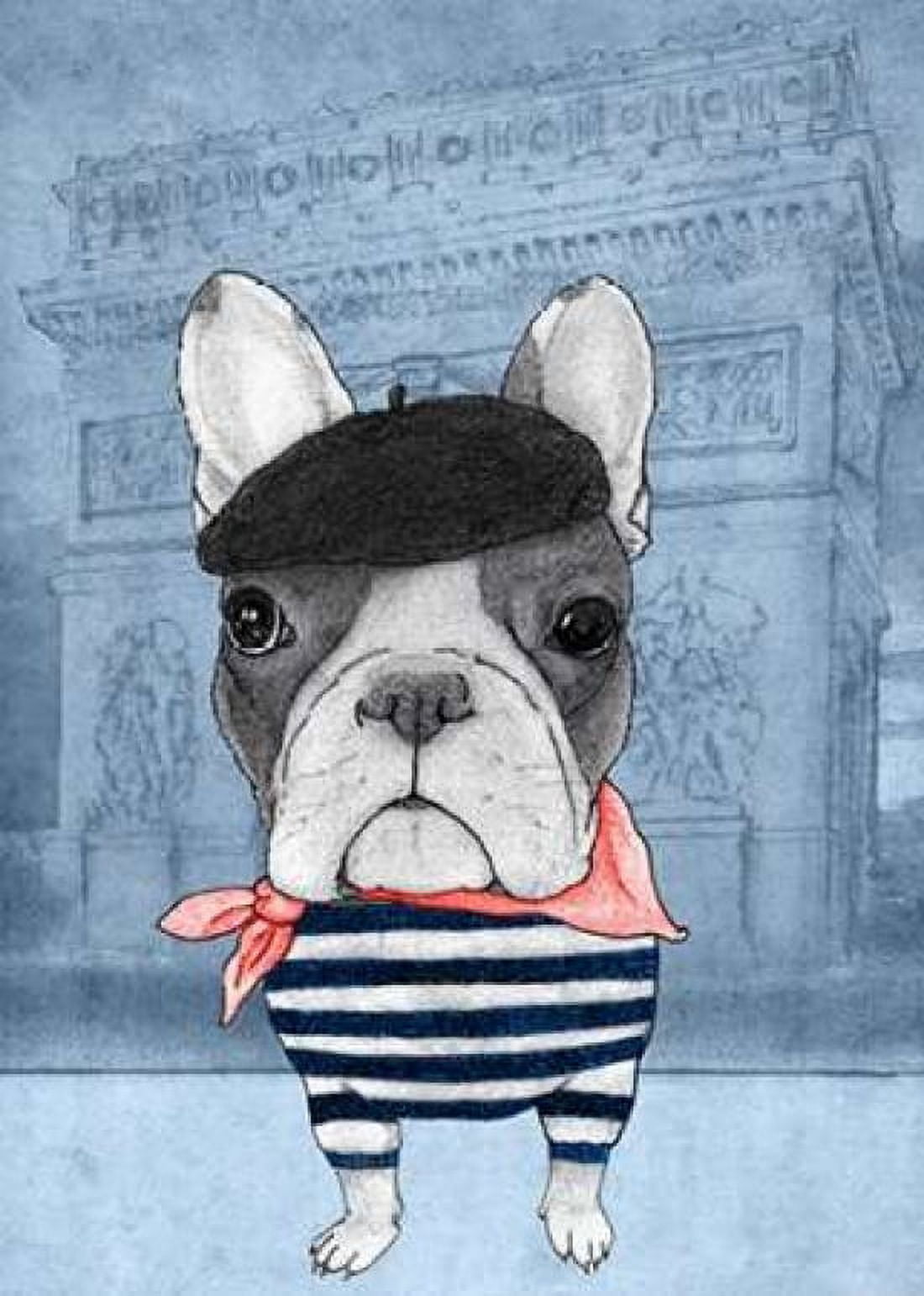French Bulldog with Arc de Triomphe Canvas Art - Barruf (20 x 28)