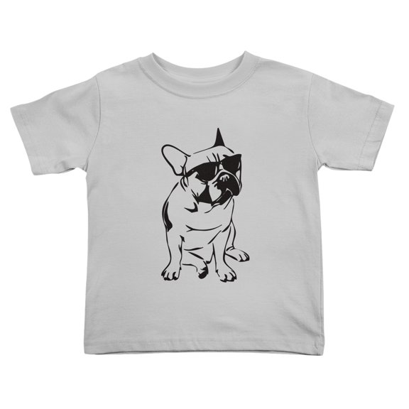 French Bulldog with Sunglasses Boys Short Sleeve Cute Toddler T Shirts for Boys Girls (Gray, Youth L)
