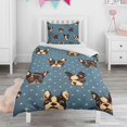 thumbnail image 1 of French Bulldogs Blue Duvet Cover and Pillowcase Set for Single Bedding, Bedroom Accessories for Kids Teens, 1 of 5