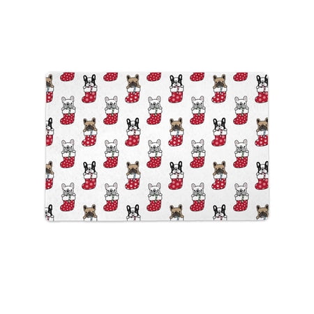 French Bulldogs In Socks Mat Rectangle -Image by Shutterstock,