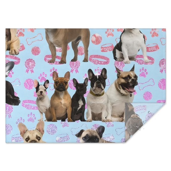 French Bulldogs Rectangle Tablecloth 60"x84",Waterproof Polyester Rectangle Table Cloth, Wipeable Spillproof Polyester Tablecloth for Dining, Camping, Indoor and Outdoor