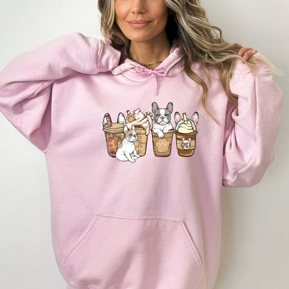 French Bulldogs and Coffee Hoodie Sweatshirt
