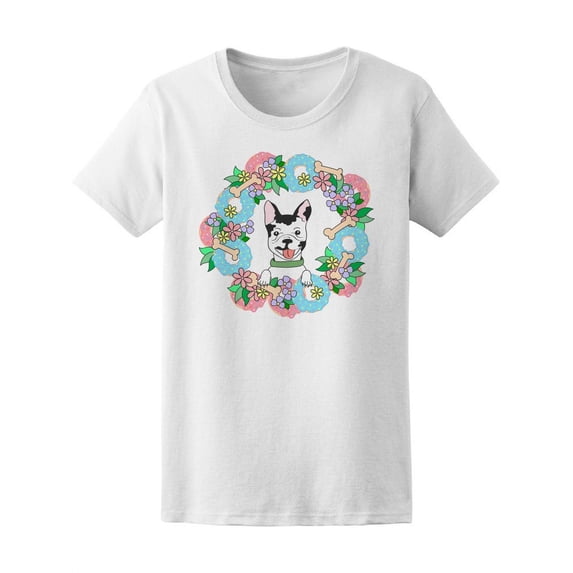 French Bullldog Donut Wreath T-Shirt Women -Image by Shutterstock, Female Small