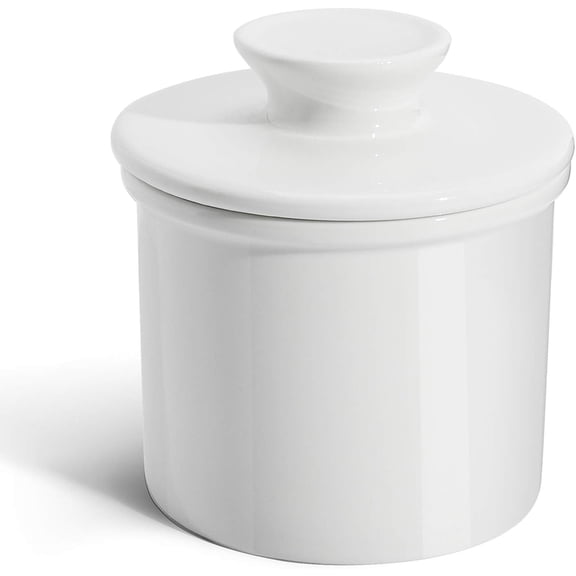French Butter Dish - Butter Crock for Counter with Water Line for Fresh Spreadable Butter - French Butter Keeper with Lid - Housewarming Gift For The One Who Has It All 2PCS