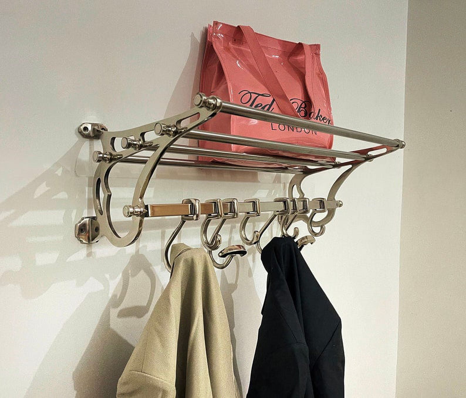 French COATRACK/Luggage Rack/Train Wall Mounted Rack vintage
