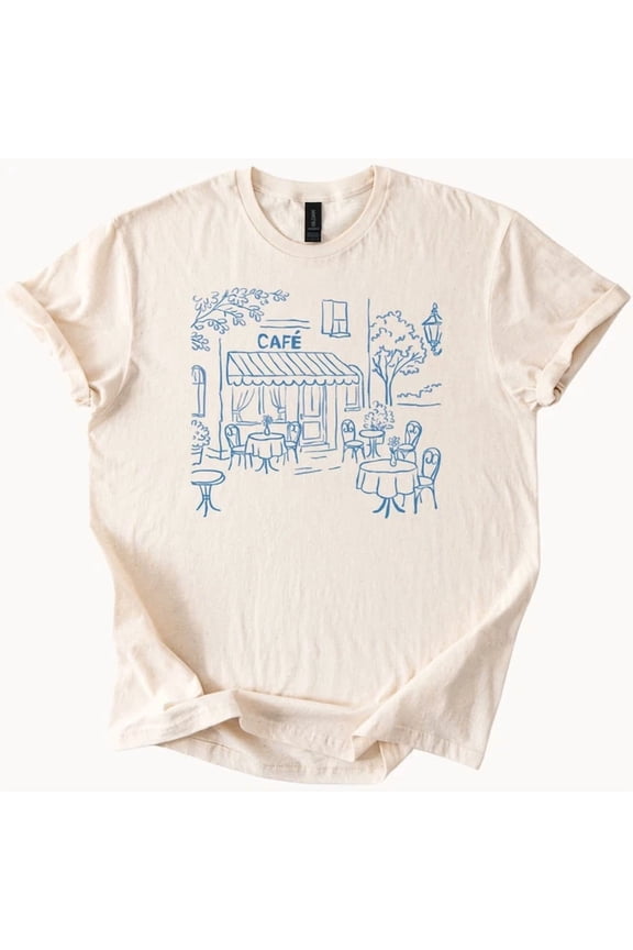 French Cafe Tee Bistro Graphic T Shirt Paris Lover Top Unisex S-5XL Hot Trending Shirt, Vintage Birthday Gift