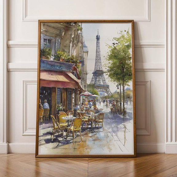 French Cafe Watercolor Paris Cityscape Watercolor Art Print French Kitchen Prints French W