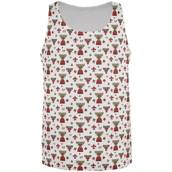 French Canadian Maple Leaf Fleur De Lis Moose Pattern All Over Mens Tank Top Multi SM