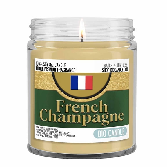 French Champagne Scented Candle - Smells Like Sparkling Wine - 100% Naturally Vegan Soy and Premium Fragrance | Great Gift | Handmade in Denver, Colorado