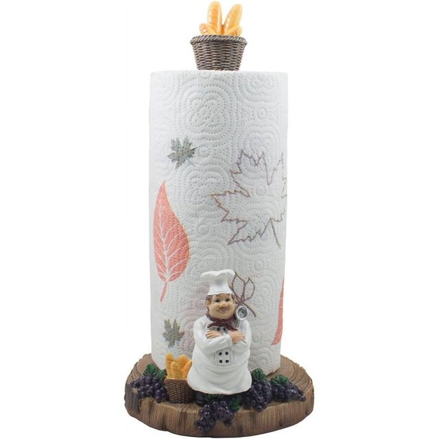 French Chef Pierre Paper Towel Holder Decorative Stand Kitchen Counter