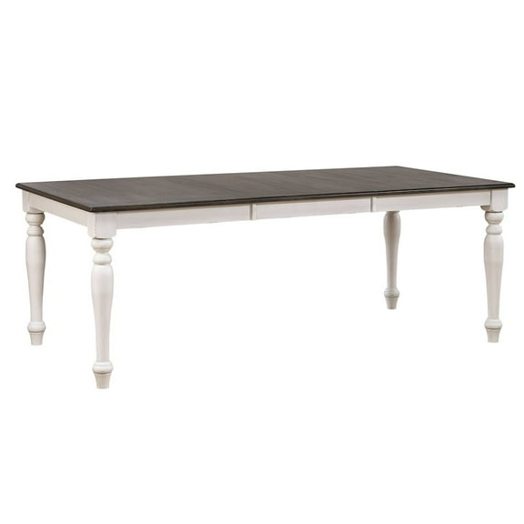 French Chic 60-78-96" Expandable Rectangular Dining Table Brown & White Wood