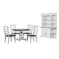 thumbnail image 1 of French Chic 7P 48" Round 30-36"H Dining Table Set China Cabinet White/Brown Wood, 1 of 9