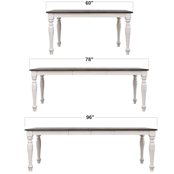 French Chic 9PC Extendable 60-96" Dining Table Set w 8 Chairs White/Brown Wood