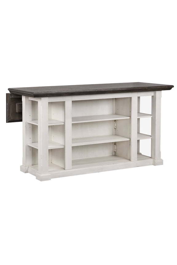 French Chic Expanding Dropleaf Kitchen Island Bar Set 2 Stools White/Brown Wood