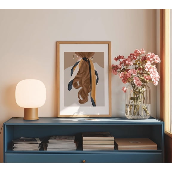 French Chic Woman with Hair Scarf Fashion Illustration, Unframed Canvas 8x10in