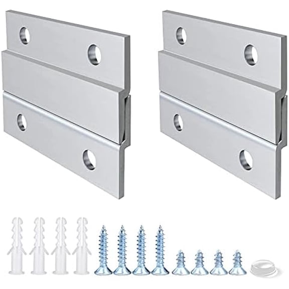French Cleat Picture Hanger 2 Inches Aluminum Z Hanger Supports 30lbs - Interlocking Wall Mounting Bracket Hardware Kit for Hanging Mirrors, Picture, Shelf, Whiteboard, Art, Frames (2"-2Pairs)